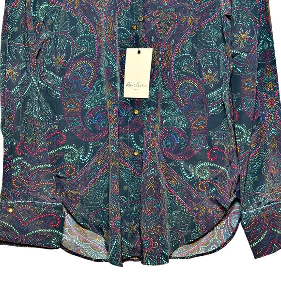 NWT Robert Graham Gabriela Silk-Blend Shirt Women’s Medium Multi WR22111 - Picture 8 of 15